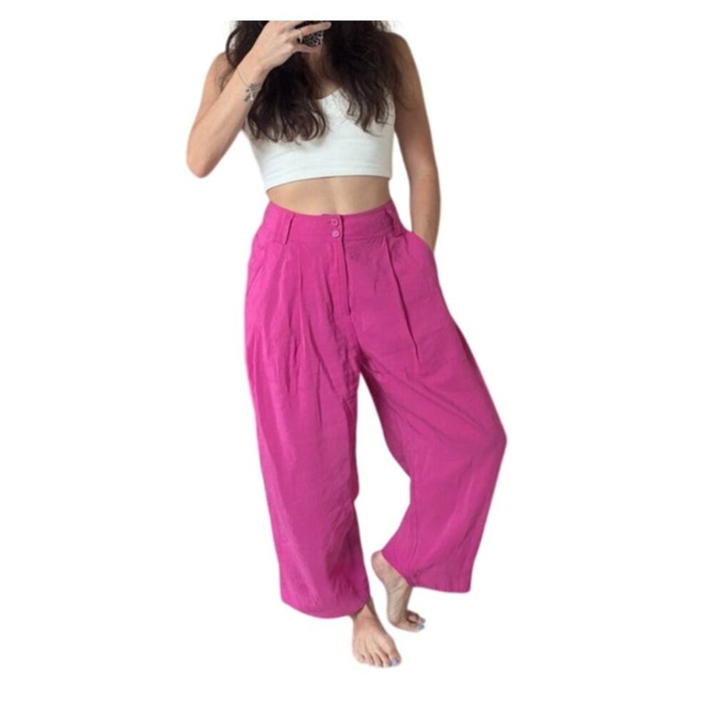 Anthropologie Pink Wide Leg Pleated Tailored Cropped Ankle Trouser Pants Size 2